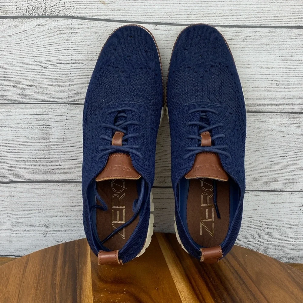 Cole Haan ZeroGrand Stitchlite Wingtip Oxford Marine Blue Ivory C24947 Men’s 9.5
